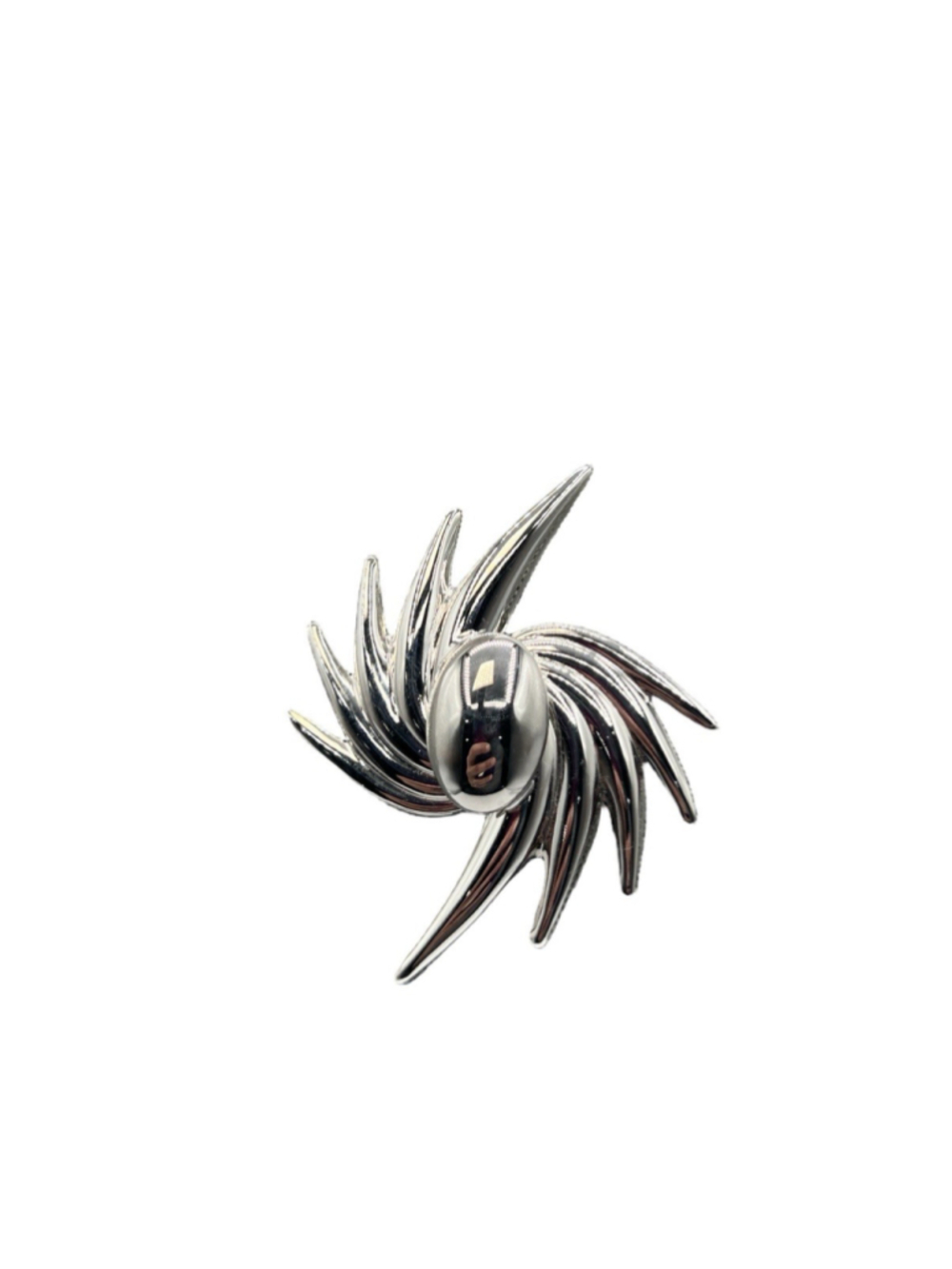 Brooch Large Silver Tone Metal Pinwheel Pin 80’s Vintage Jewelry
